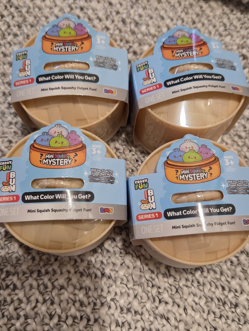 Lot of Four (4)  Crazy Fun MINI Squishy Bun Dumpling - Series 1 - Factory Sealed